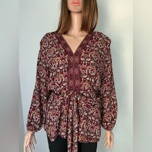 Max Studio Burgundy Floral Blouse